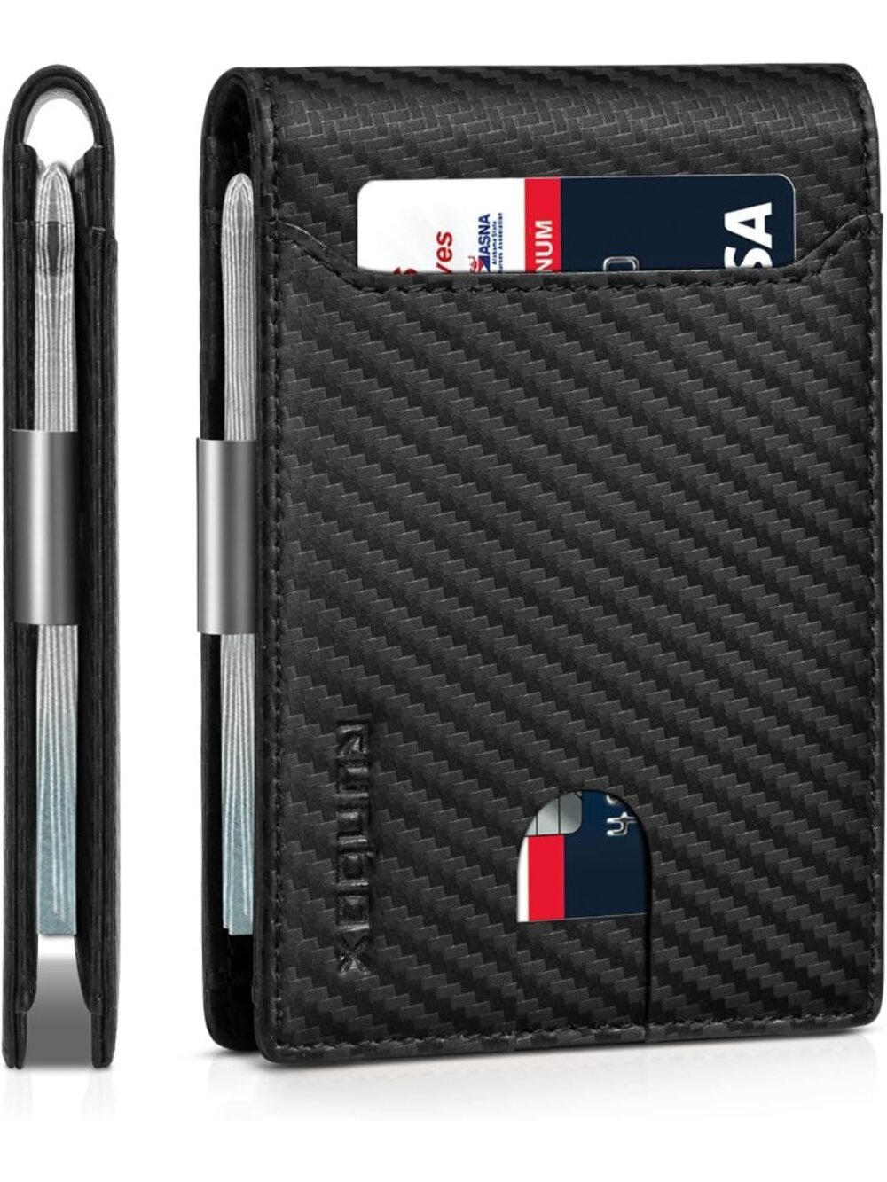 〽️Man Matt Black Leather Money RFID Blocking Pocket Bifold Credit Card Wallet